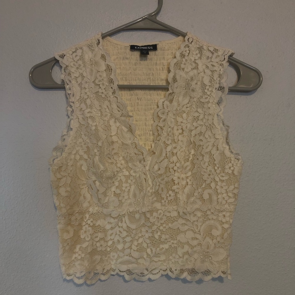 Cream Lace Tank Top Express
